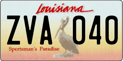 LA license plate ZVA040