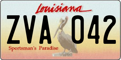 LA license plate ZVA042