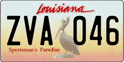 LA license plate ZVA046