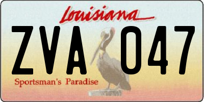 LA license plate ZVA047