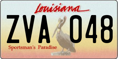 LA license plate ZVA048