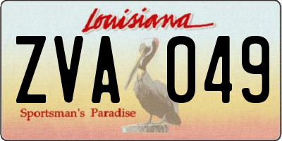 LA license plate ZVA049