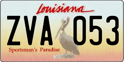 LA license plate ZVA053