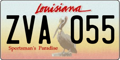 LA license plate ZVA055