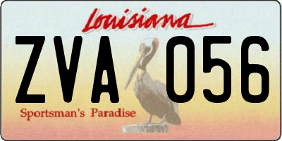 LA license plate ZVA056