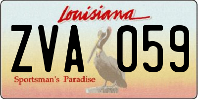 LA license plate ZVA059