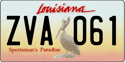 LA license plate ZVA061