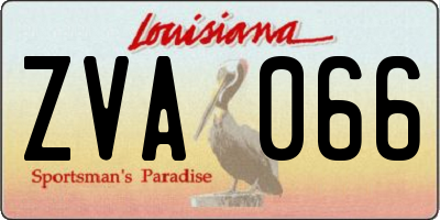 LA license plate ZVA066