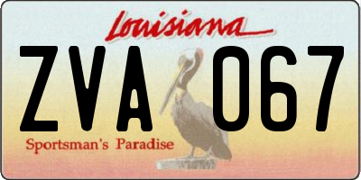 LA license plate ZVA067