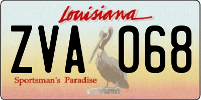 LA license plate ZVA068