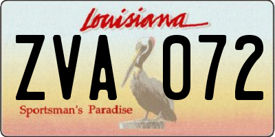 LA license plate ZVA072