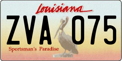 LA license plate ZVA075