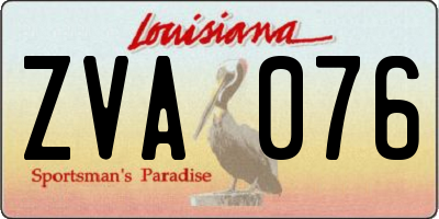 LA license plate ZVA076