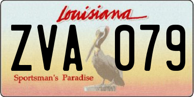 LA license plate ZVA079