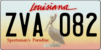 LA license plate ZVA082