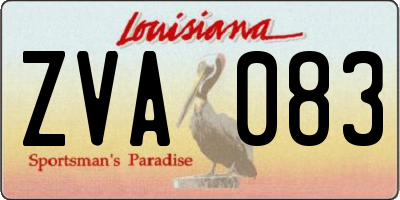 LA license plate ZVA083