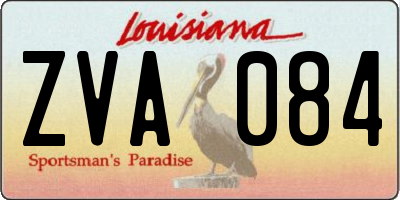 LA license plate ZVA084