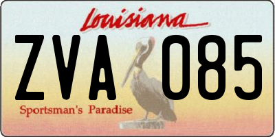 LA license plate ZVA085