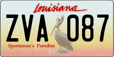 LA license plate ZVA087