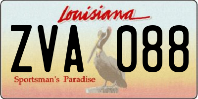 LA license plate ZVA088