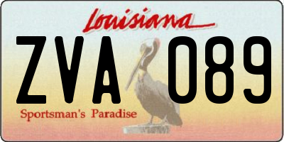 LA license plate ZVA089