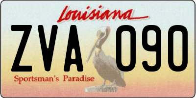 LA license plate ZVA090