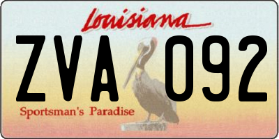 LA license plate ZVA092