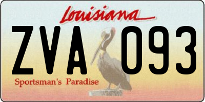 LA license plate ZVA093