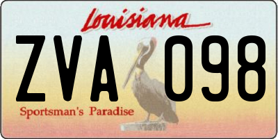 LA license plate ZVA098