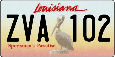 LA license plate ZVA102