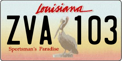LA license plate ZVA103