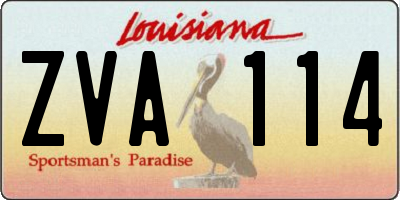 LA license plate ZVA114