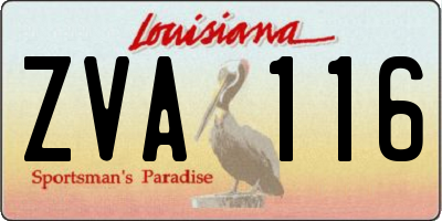 LA license plate ZVA116