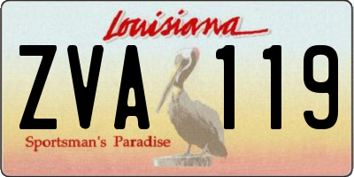 LA license plate ZVA119