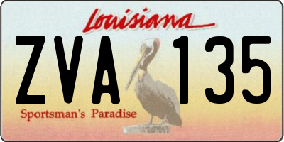 LA license plate ZVA135