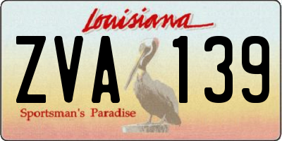 LA license plate ZVA139