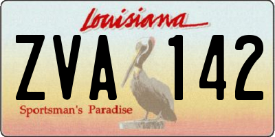 LA license plate ZVA142