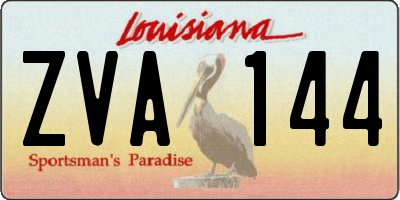 LA license plate ZVA144