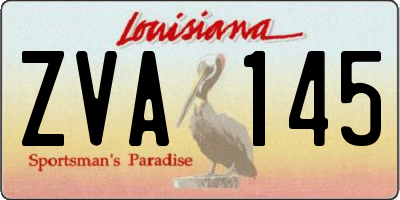 LA license plate ZVA145