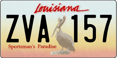 LA license plate ZVA157