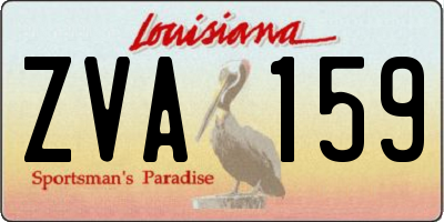 LA license plate ZVA159