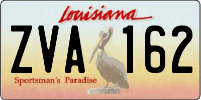 LA license plate ZVA162