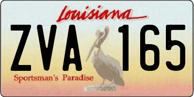 LA license plate ZVA165