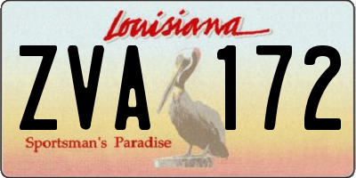 LA license plate ZVA172