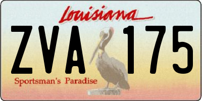 LA license plate ZVA175