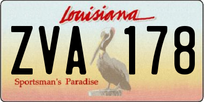 LA license plate ZVA178