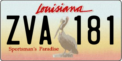 LA license plate ZVA181