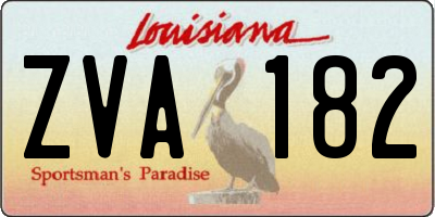 LA license plate ZVA182