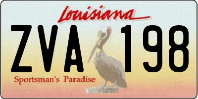 LA license plate ZVA198