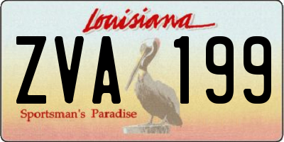 LA license plate ZVA199